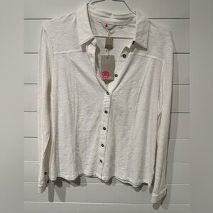Boden White Button-Up Women's Top; White Cotton Button-Up